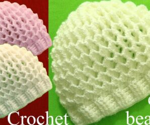Gorro a Crochet en punto 3D panal o nido de abeja tejidos tallermanualperu