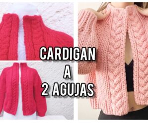 Como tejer un Cardigan o Suéter abierto con trenzas laterales a 2 agujas